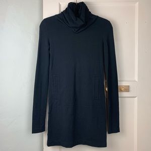 Norma Kamali Black Turtle Neck Dress Pouch Pocket